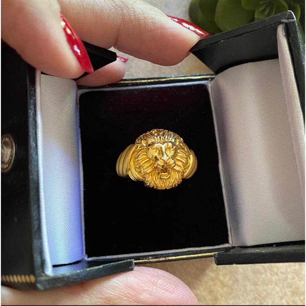 Lions Head Statement Ring Unisex 22K Gold, 916 Size 9